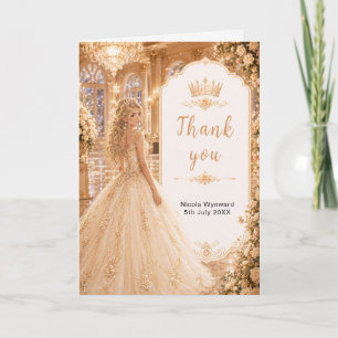 Carte De Remerciements Chambre de bal en or champagne pour un Sweet Sixte