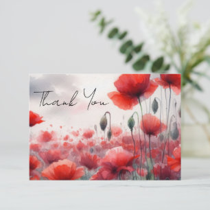 Carte De Remerciements Champ de Coquelicots Enchanteur