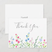 Carte De Remerciements Champ de Fleurs sauvages d'aquarelle mixte (Devant / Derrière)