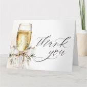 Carte De Remerciements Champagne Bow Winter Neutral Elegant Folding (Devant)