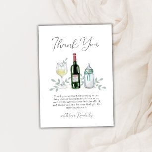 Carte De Remerciements Champagne de verdure rustique Sip & Voir Baby show