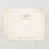 Carte De Remerciements Champagne Gold Fairytale Crown (Devant / Derrière)