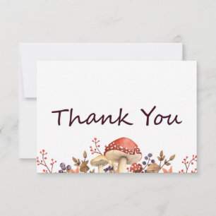 Carte De Remerciements Champignons d'automne, plantes et feuilles tombent