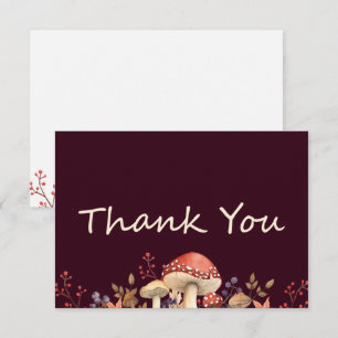 Carte De Remerciements Champignons d'automne, plantes et feuilles tombent