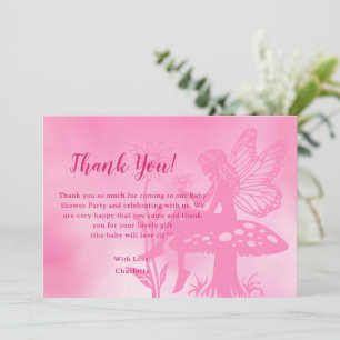 Carte De Remerciements Champignons de fées mignons et Baby shower de fleu