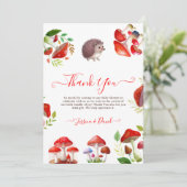 Carte De Remerciements Champignons Rouge Aquarelle Forêt Baby shower rust (Debout devant)