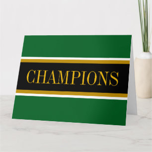 Carte De Remerciements CHAMPIONS Vert forêt Noir Blanc Bandes de course