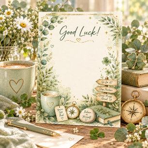 Carte De Remerciements Chance Encouragement Conviviale Vert Cottagecore