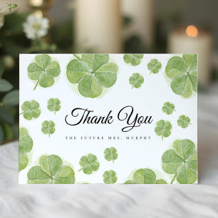 Carte De Remerciements Chanceux en amour Bridal Shower Trèfle Vert