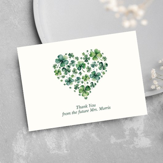 Carte De Remerciements Chanceux en amour Shamrock Heart Enterrement de vi