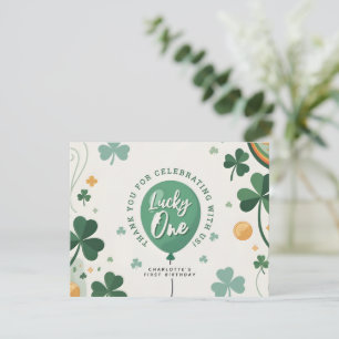 Carte De Remerciements Chanceux premier anniversaire Saint-Patrick Trèfle