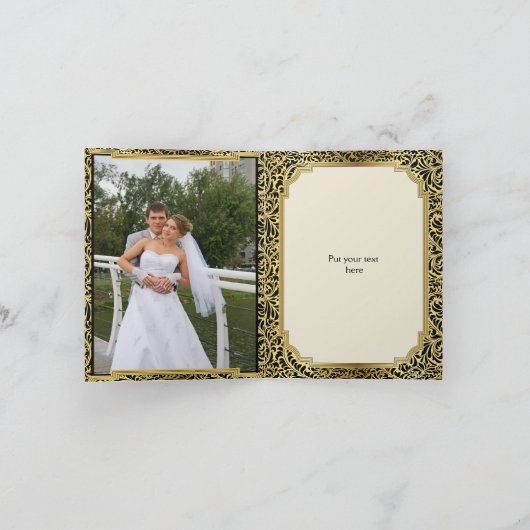 Carte De Remerciements Chandelier Art Déco noir, remerciement de mariage  (Intérieur)