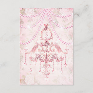 Carte De Remerciements Chandelier Vintage rose rustique Monogramme d'aqua