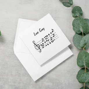 Carte De Remerciements Chanson d'amour Notes d'oiseau Art Noir Blanc