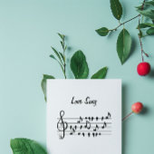 Carte De Remerciements Chant d'amour, oiseaux assis entre les notes music