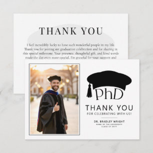 Carte De Remerciements Chapeau de doctorat personnalisé pour la cérémonie