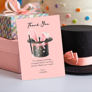 Carte De Remerciements Chapeau de Magicien Rose Mignon Arc Rose 1er Anniv