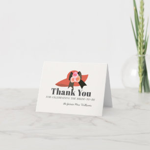 Carte De Remerciements Chapeau Rouge Derby Style Grande Rose Mariage