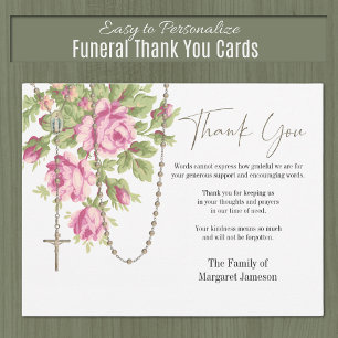 Carte De Remerciements Chapelet de roses catholiques de condoléances Symp