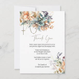 Carte De Remerciements Chapelet Floral Photo Funérailles Condoléances Sy