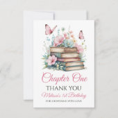 Carte De Remerciements Chapitre Un 1er Livre Thème Fille Premier Annivers (Devant)