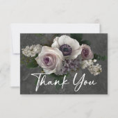 Carte De Remerciements Charcoal Grey Élégant Floral Moderne Mariage (Devant)