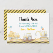 Carte De Remerciements Charges De Camion De Construction Anniversaire Amu (Devant / Derrière)