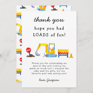 Carte De Remerciements Charges de construction d'Anniversaire amusant