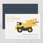 Carte De Remerciements Chariot de construction n'importe quel âge Anniver (Devant / Derrière)