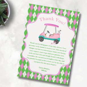 Carte De Remerciements Chariot de golf élégant prêt pour la baby shower