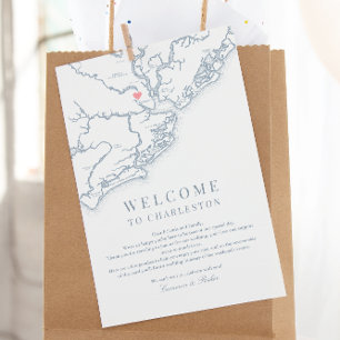 Carte De Remerciements Charleston SC Mariage Itinéraire de Bienvenue Bleu