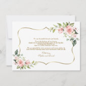 Carte De Remerciements Charm rose Fleurs blanches Mariage de cadre or (Dos)