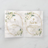 Carte De Remerciements Charm White Flowers Gold Cross (Intérieur)