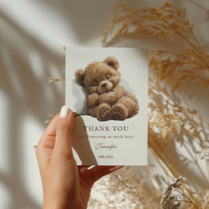 Carte De Remerciements Charme Beige Minimaliste Ours En Teddy