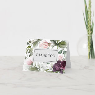 Carte De Remerciements Charme botanique rose et prune