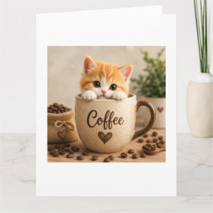 Carte De Remerciements Charme de chaton dans une tasse de café