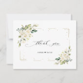 Carte De Remerciements Charme Fleurs blanches Parties scintillant or Mari (Devant)