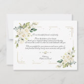 Carte De Remerciements Charme Fleurs blanches Parties scintillant or Mari (Dos)