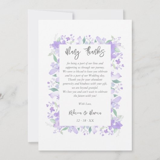 Carte De Remerciements Charme gracieux Floral Contemporain Lilac Photo (Dos)