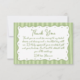 Carte De Remerciements Charme Vert Fantaisiste Mariage Peint à la Main