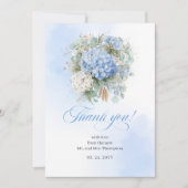 Carte De Remerciements Charming Blue Hydrangeas Eucalyptus Wedding thanks (Devant)