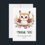 Carte De Remerciements Charming Cute Owl Baby shower<br><div class="desc">Partagez votre appréciation avec notre Charming Cute Owl Baby shower Thank You Cards. Avec des modèles de choux mignons, ces cartes ajoutent une touche délicieuse à votre gratitude. Faites savoir à vos invités à quel point leur présence et leurs cadeaux vous ont été offerts avec ces notes de remerciement magnifiquement...</div>