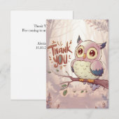 Carte De Remerciements Charming Editable Owl (Devant / Derrière)