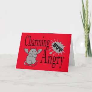 Carte De Remerciements Charming mais en colère petit chat diable drôle ci