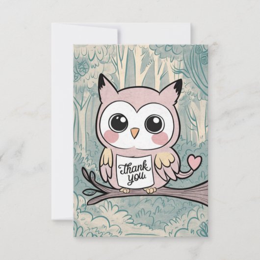 Carte De Remerciements Charming Owl coloré (Devant)