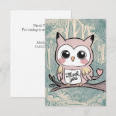 Carte De Remerciements Charming Owl coloré (Devant / Derrière)
