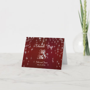 Carte De Remerciements Charming Star Struck Wedding   Burgundy Red