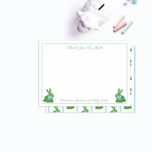 Carte De Remerciements Charming Topio Rabbit Blue Bow Boy Baby shower