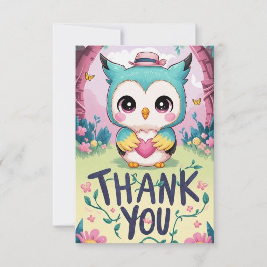 Carte De Remerciements Charming Whimsical Owl (Devant)