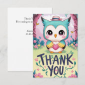 Carte De Remerciements Charming Whimsical Owl (Devant / Derrière)